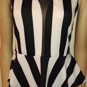 Iris Los Angeles black and white striped top